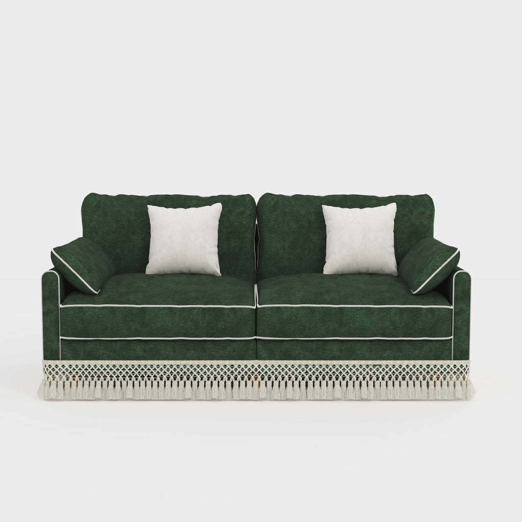 Cotton Linen Detachable Modular Sofa with Fringed Trim