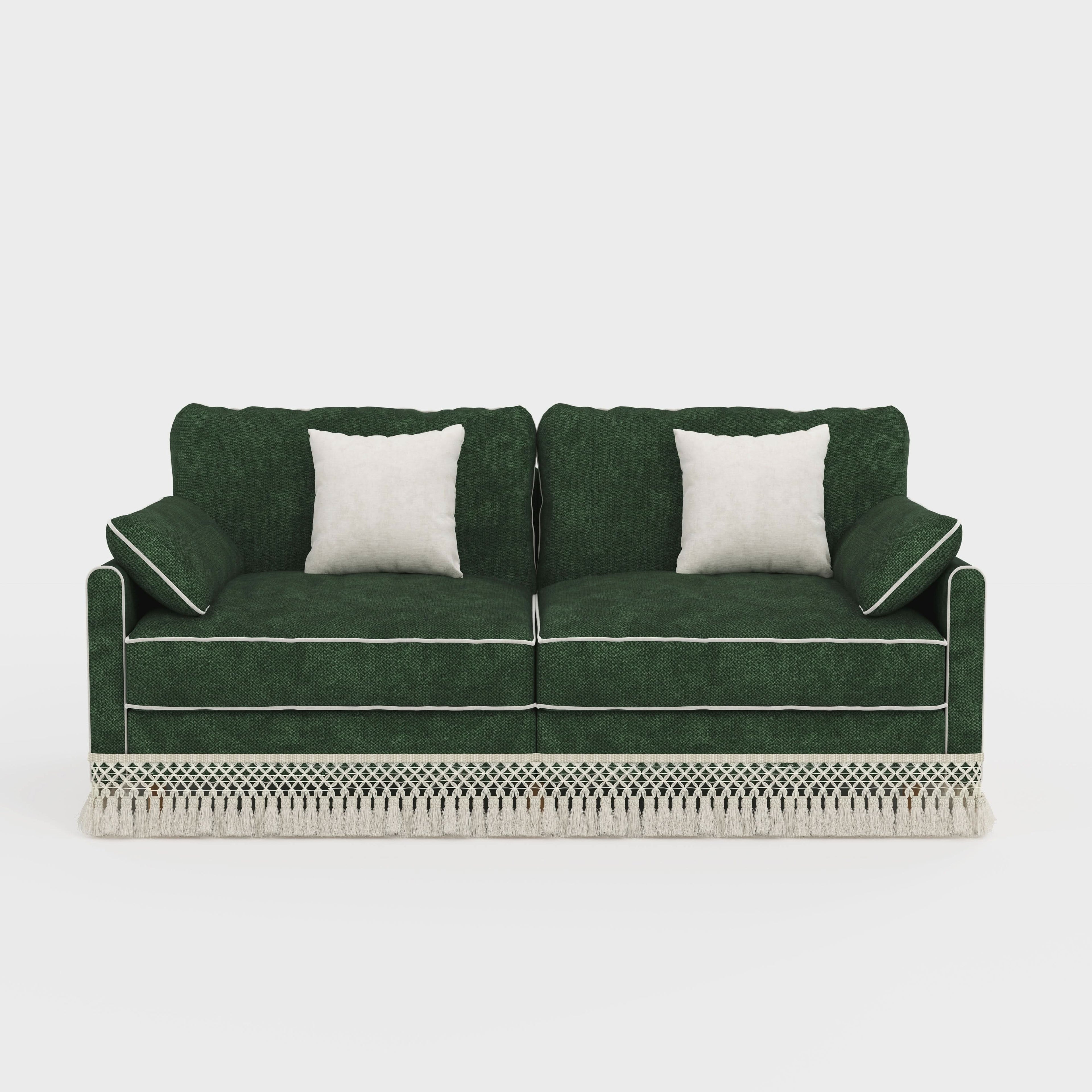 Cotton Linen Detachable Modular Sofa with Fringed Trim