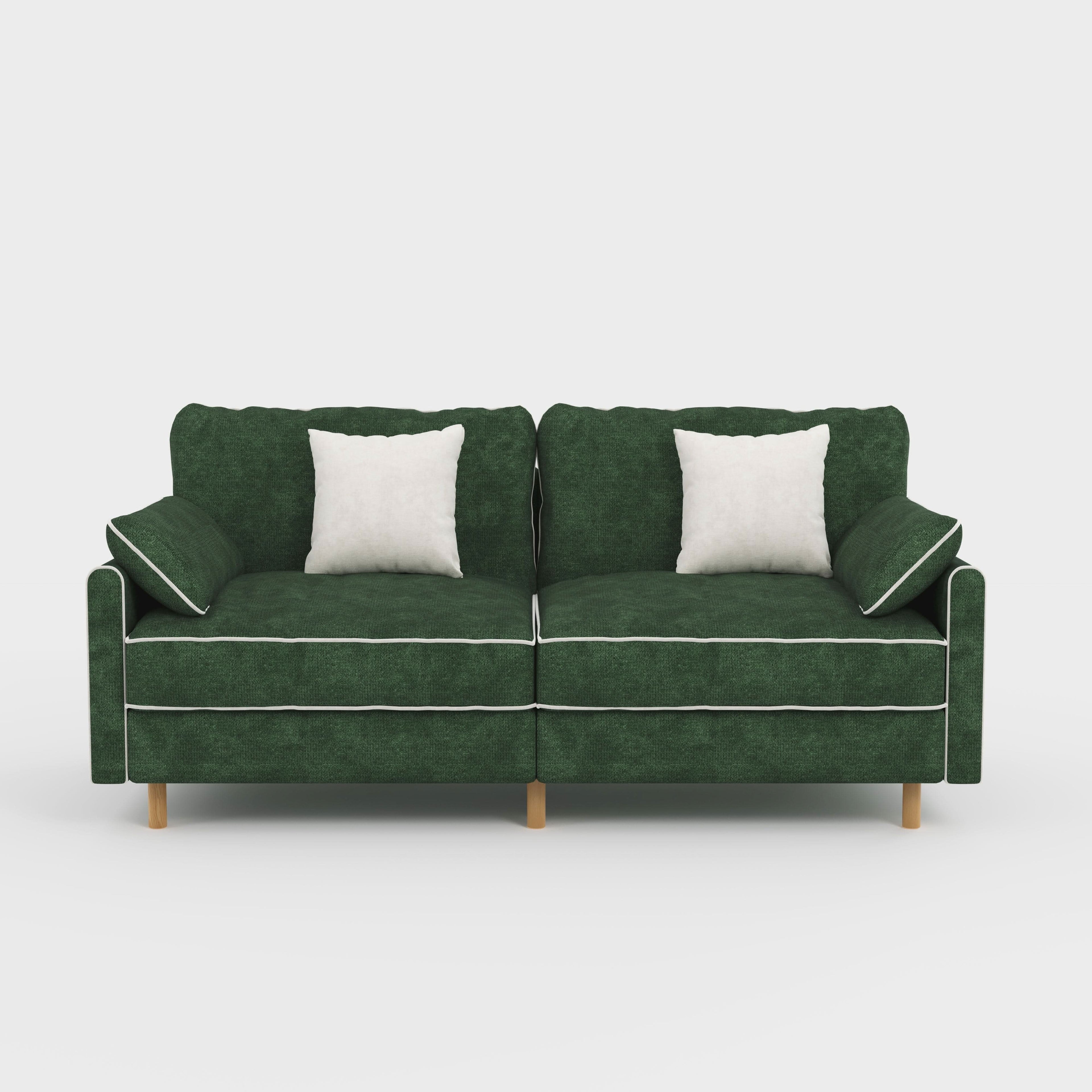 Cotton Linen Detachable Modular Sofa with Fringed Trim