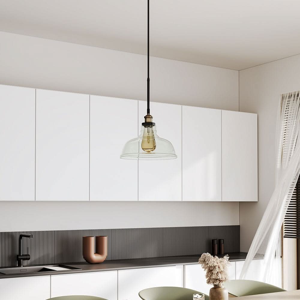 Modern Style Transparent Black Glass Single Light Pendant Light