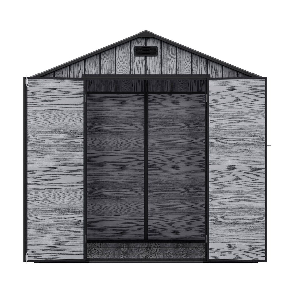 8x6ft / 8x8ft Plastic Outdoor Apex Roof Tool Shed with Dual-door (Ver.2)