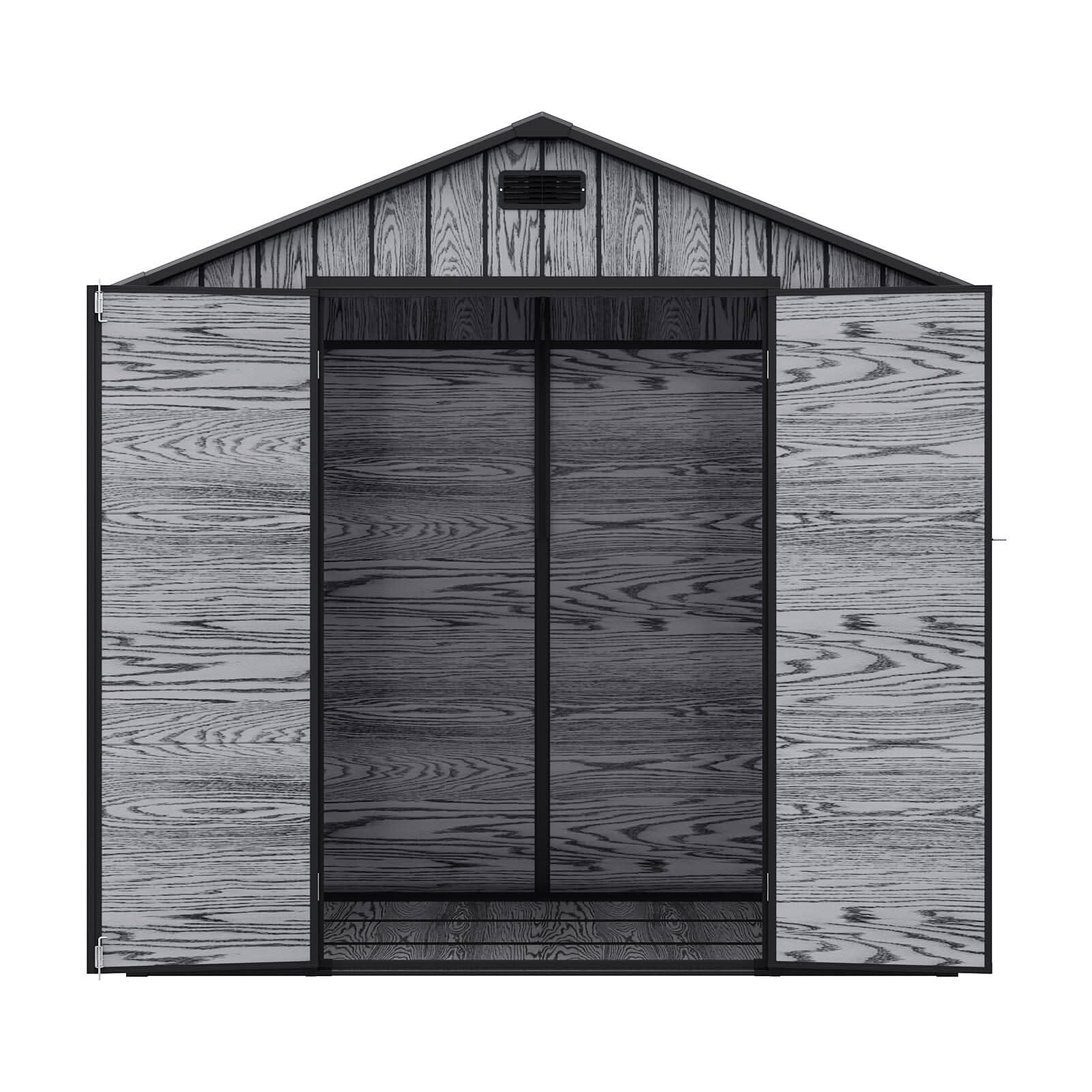 8x6ft / 8x8ft Plastic Outdoor Apex Roof Tool Shed with Dual-door (Ver.2)