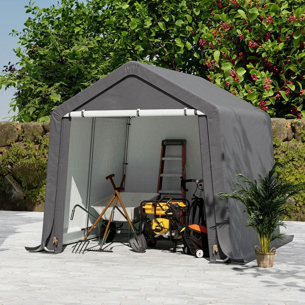 Galvanized Tube Storage Shed Garden Shed in Grey