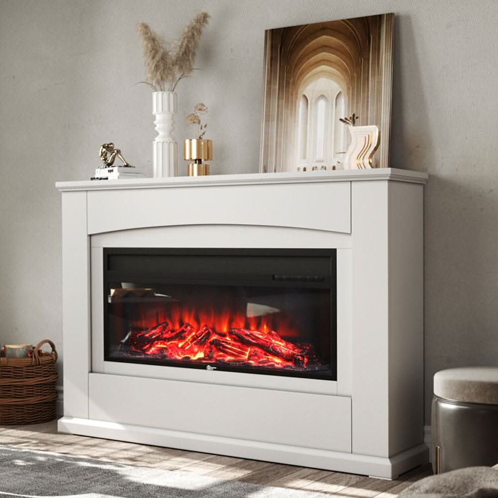 39/48 Inch W Electric Fireplace Suite 1800W with Ambient Light 1/7 LED Colours