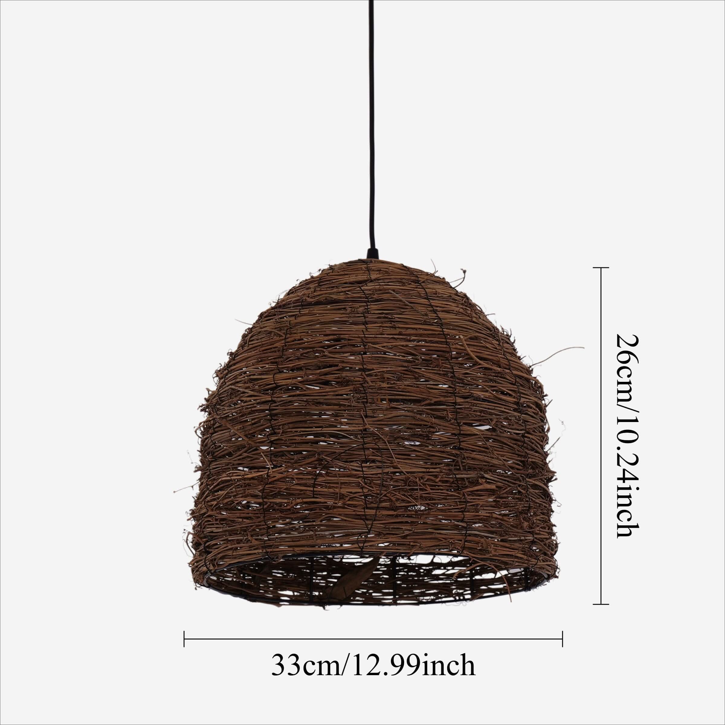 Lightsin Rustic Woven Rattan Dome Pendant Light for Cozy Interiors