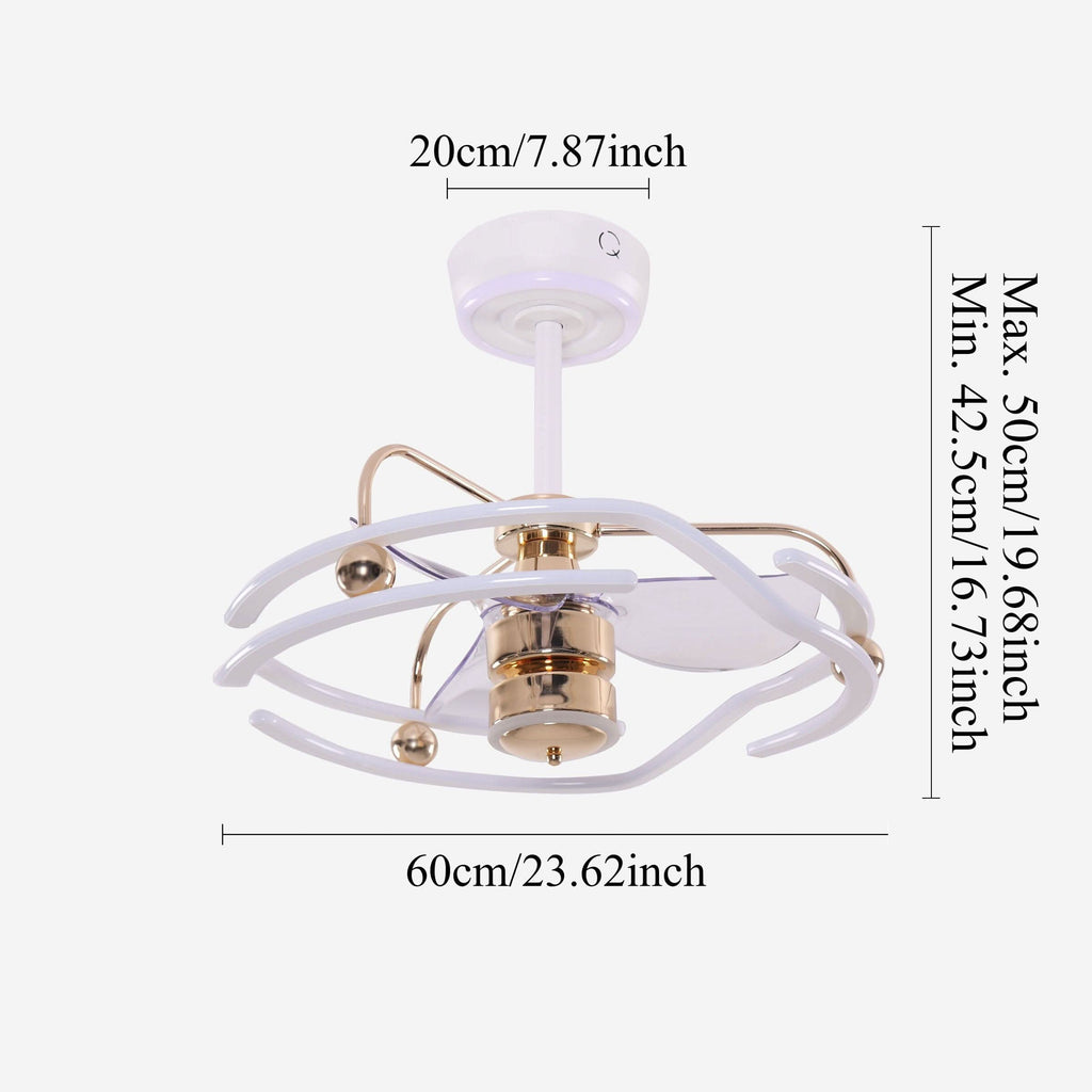 Lightsin Modern Ceiling Fan Light with Remote Control Low-Noise Adjustable Fan Light