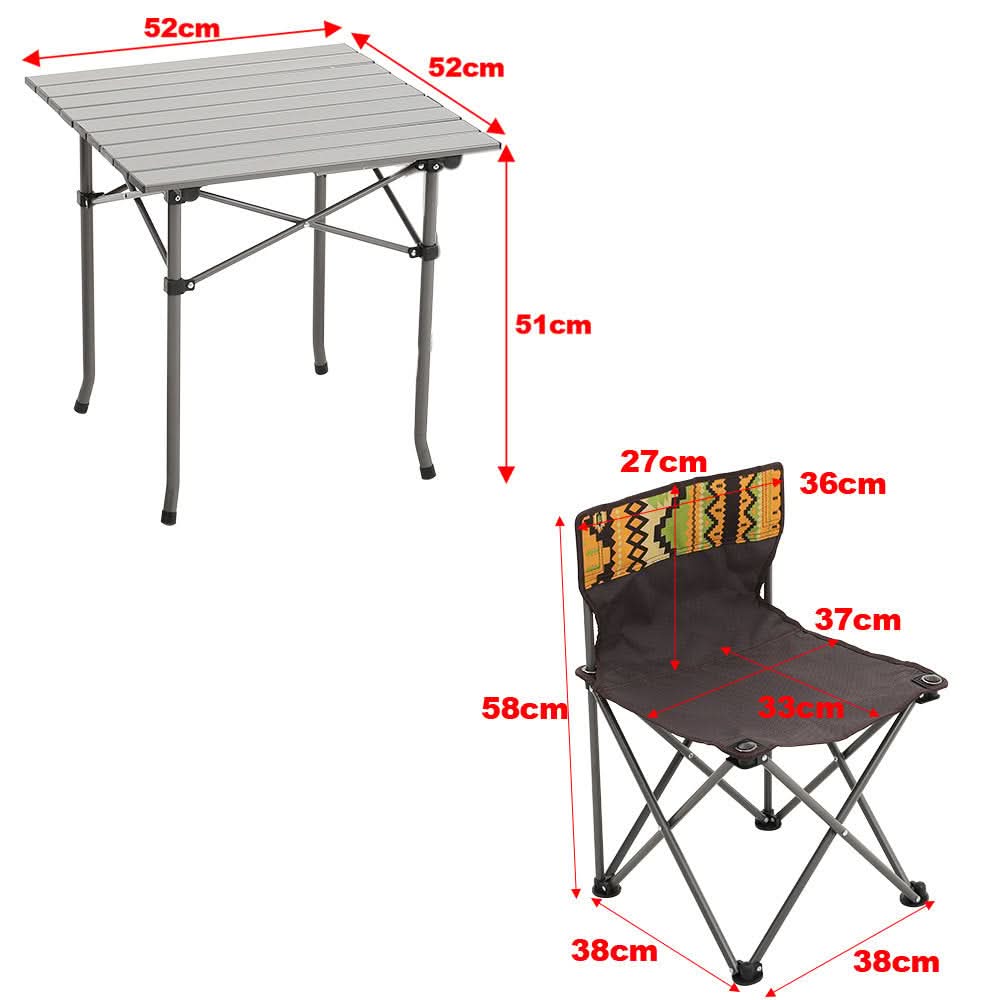 Set of 5 Foldable Camping Table and Chairs with Carrying Bag