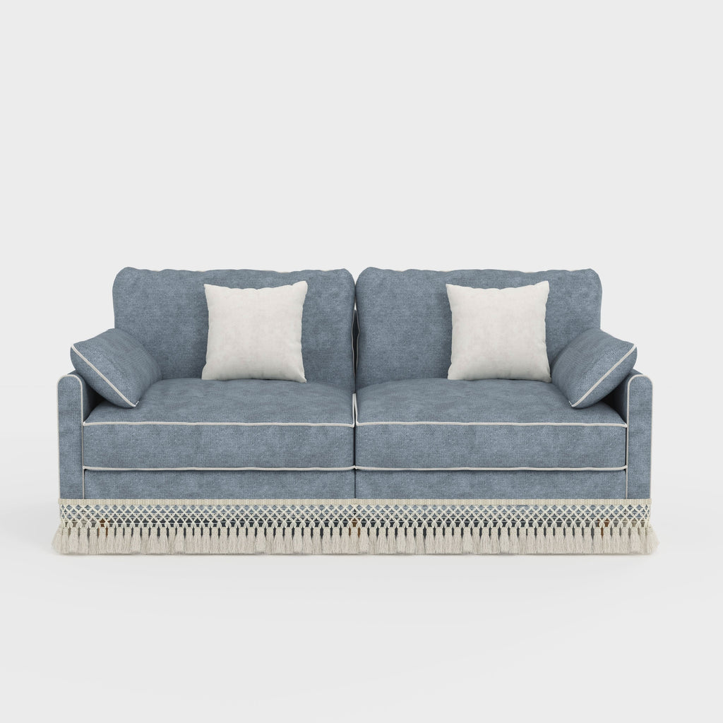 Cotton Linen Detachable Modular Sofa with Fringed Trim