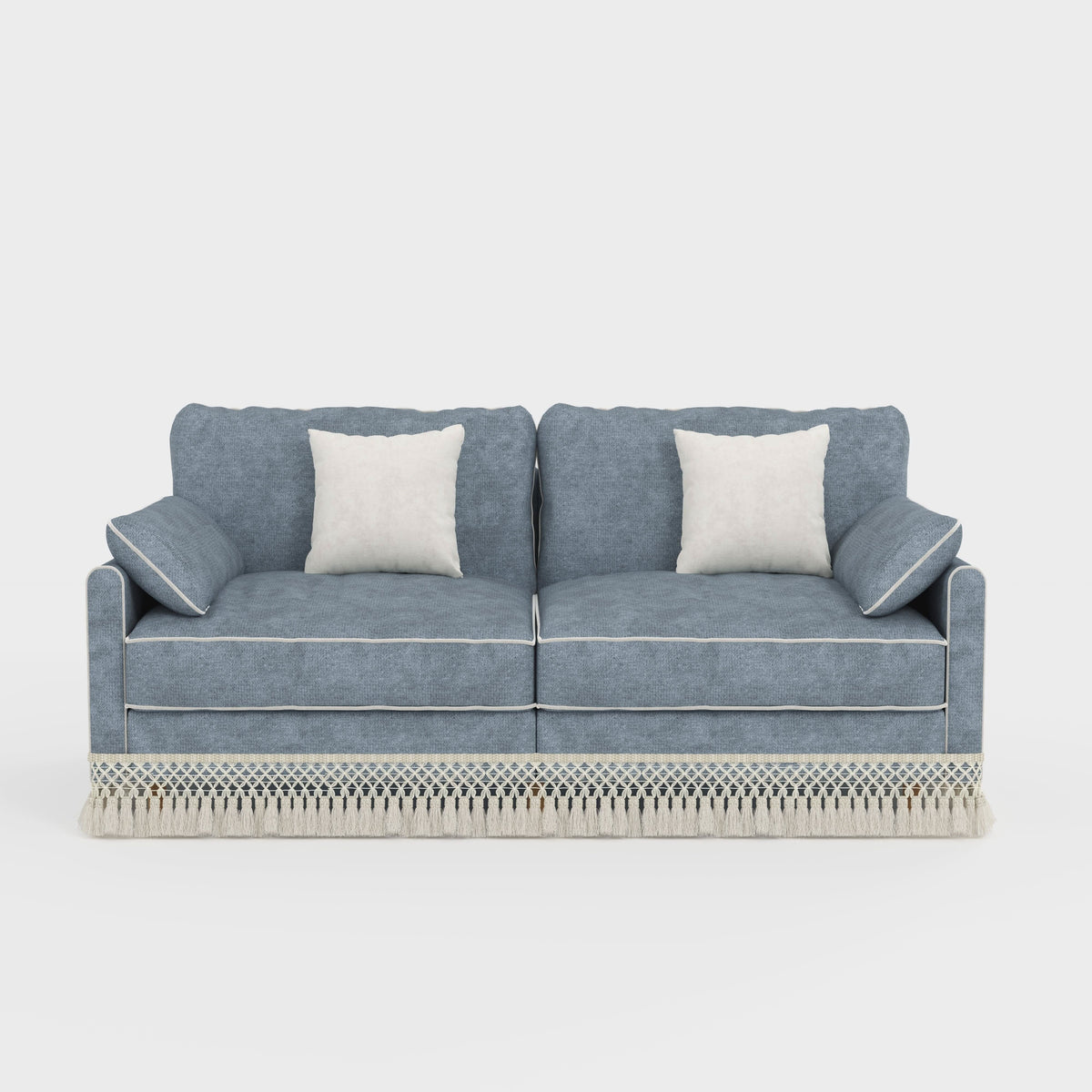 Cotton Linen Detachable Modular Sofa with Fringed Trim