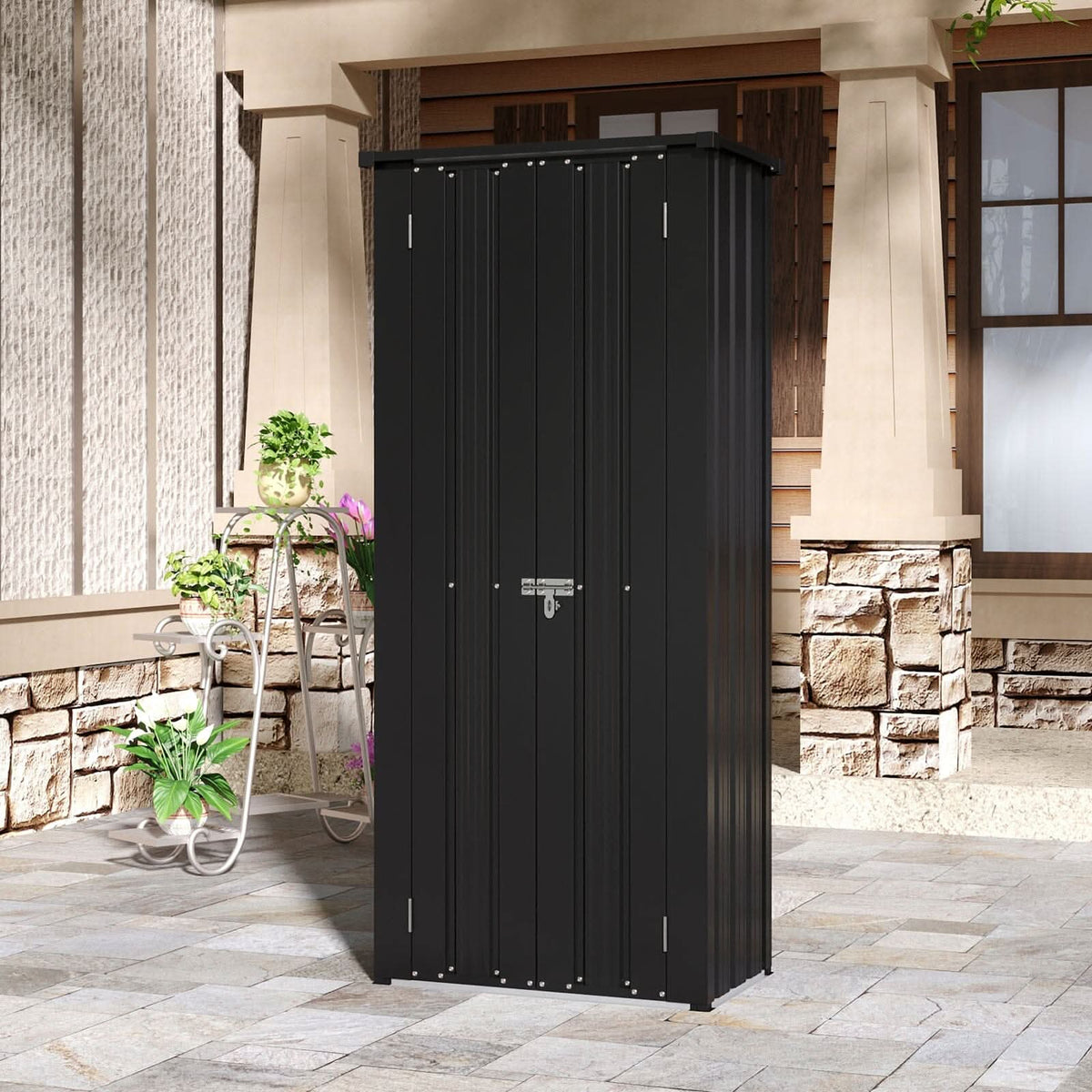 1.5*2.5ft Flat Roof Charcoal Black Tool Cabinet
