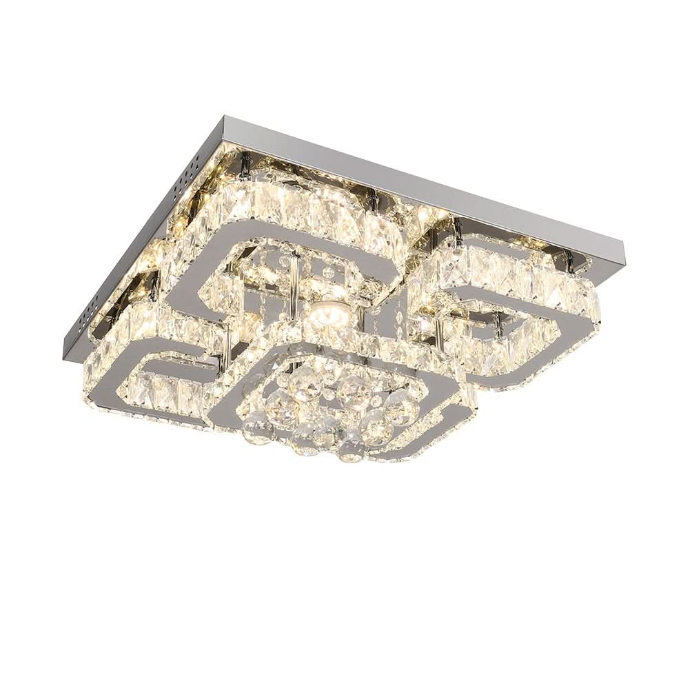 68 W Square LED Ceiling Light with Crystal Dimmable Warm Light