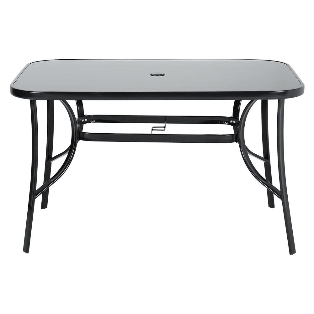 Outdoor Rectangular Dining Table with Umbrella Hole, Garden Dining Table
