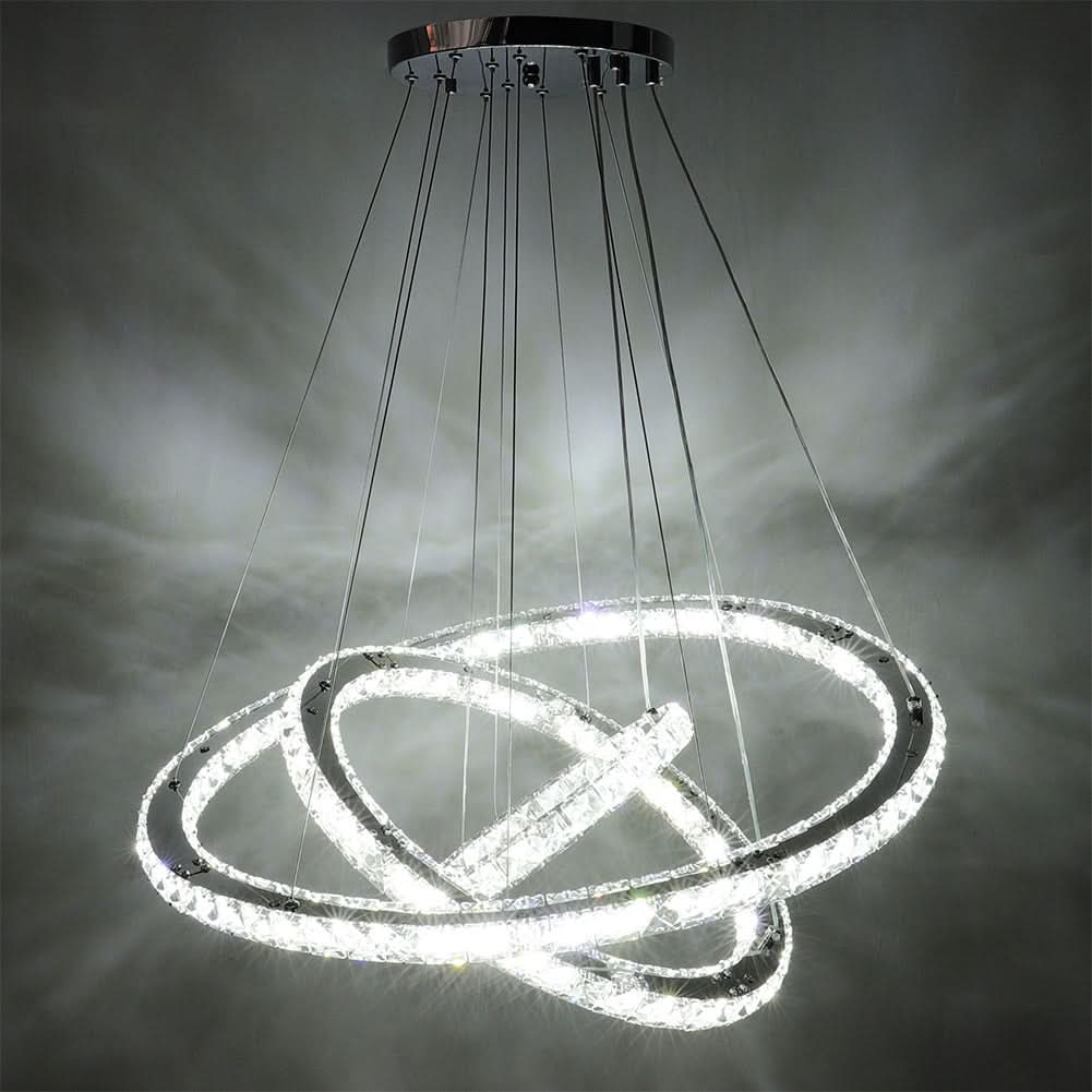 3 Rings Ceiling Light Crystal LED Chandelier Pendant Non-Dimmable
