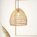 Lightsin Woven Rattan Dome Pendant Ceiling Light – Eco-Friendly Rustic Ceiling Light for Living Room, Dining, and Modern Interiors