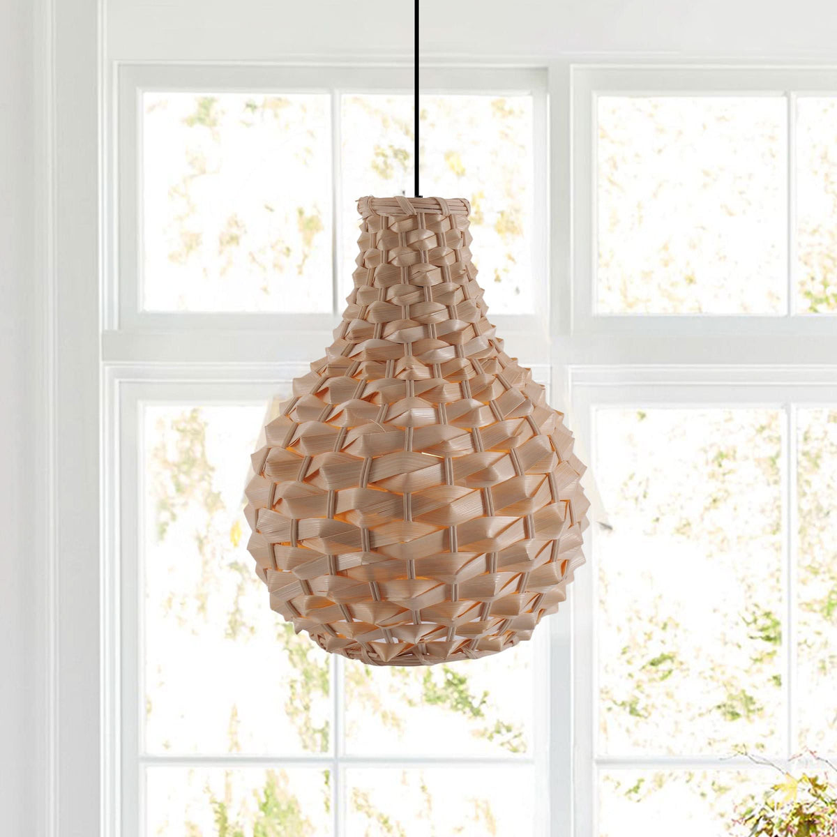 Lightsin Bamboo Hand-Weaving Pendant Light Natural Art Lighting Fixture