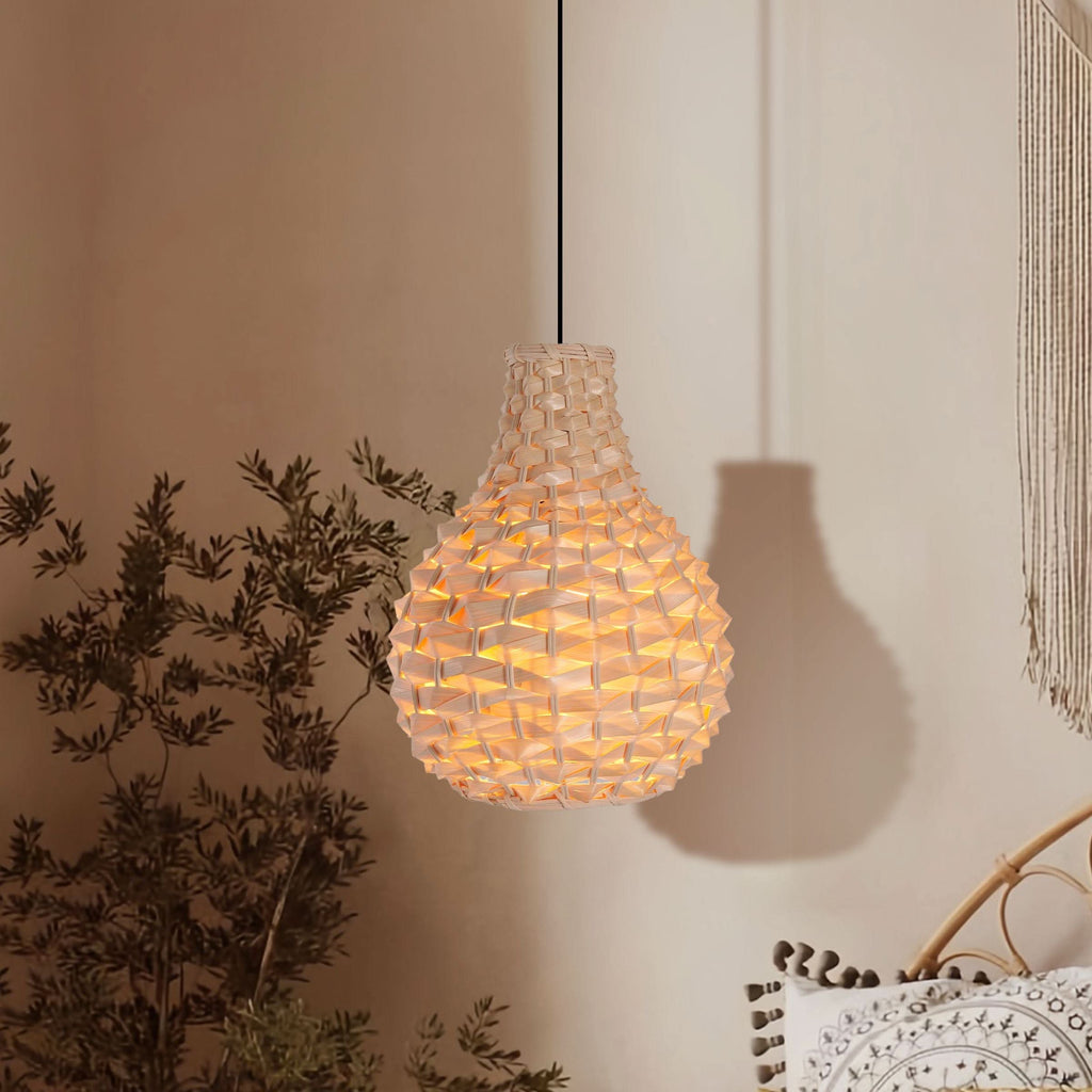 Lightsin Bamboo Hand-Weaving Pendant Light Natural Art Lighting Fixture