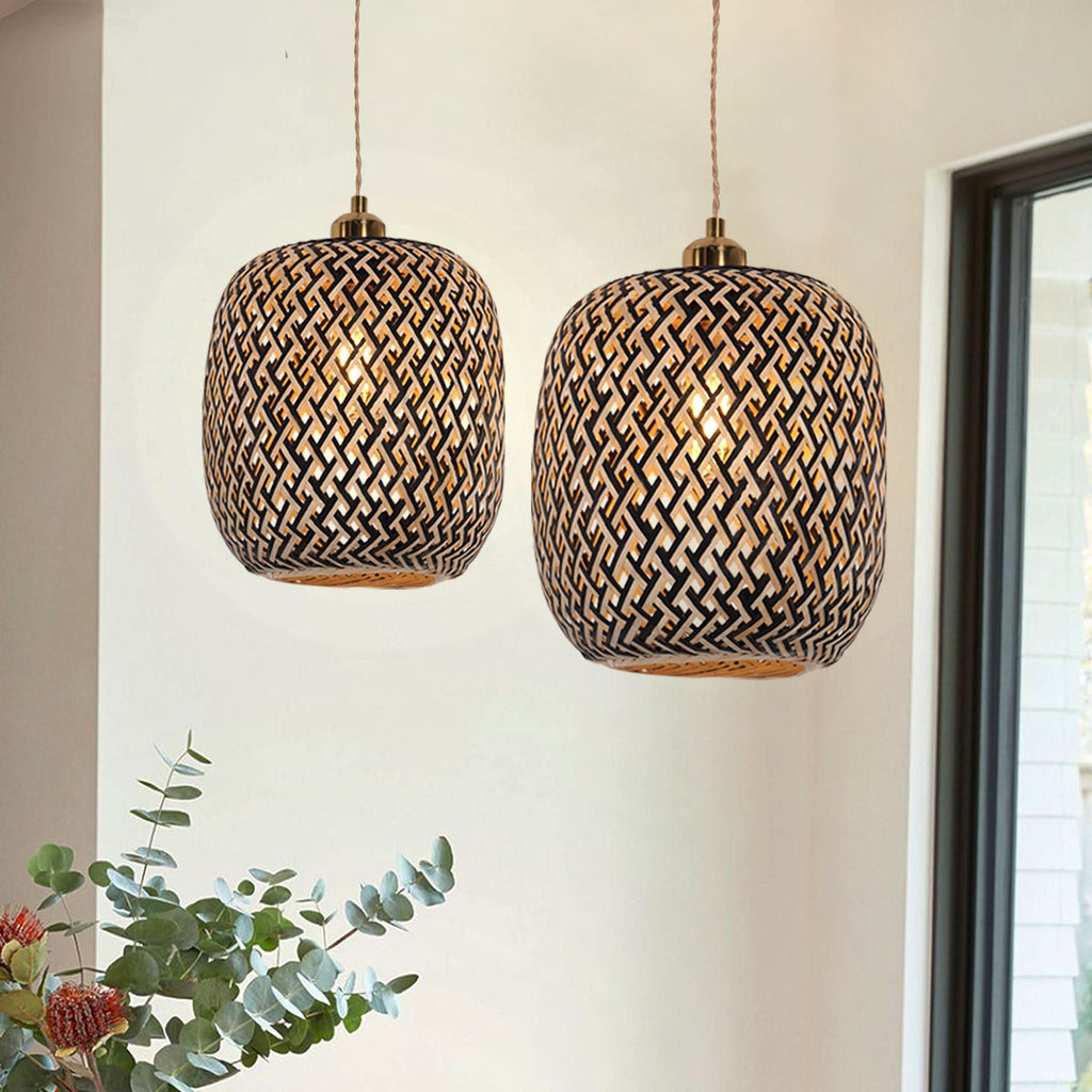 Lightsin Geometric Black Bamboo Pendant Light