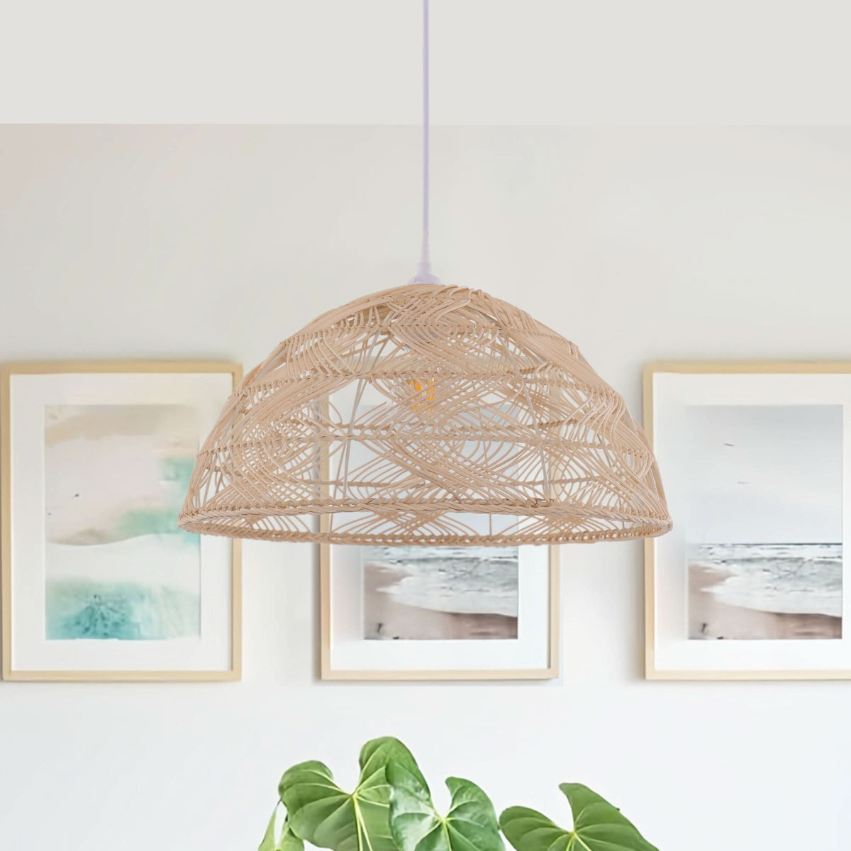 Lightsin Handwoven Rattan Dome Pendant Light for a Warm & Cozy Glow