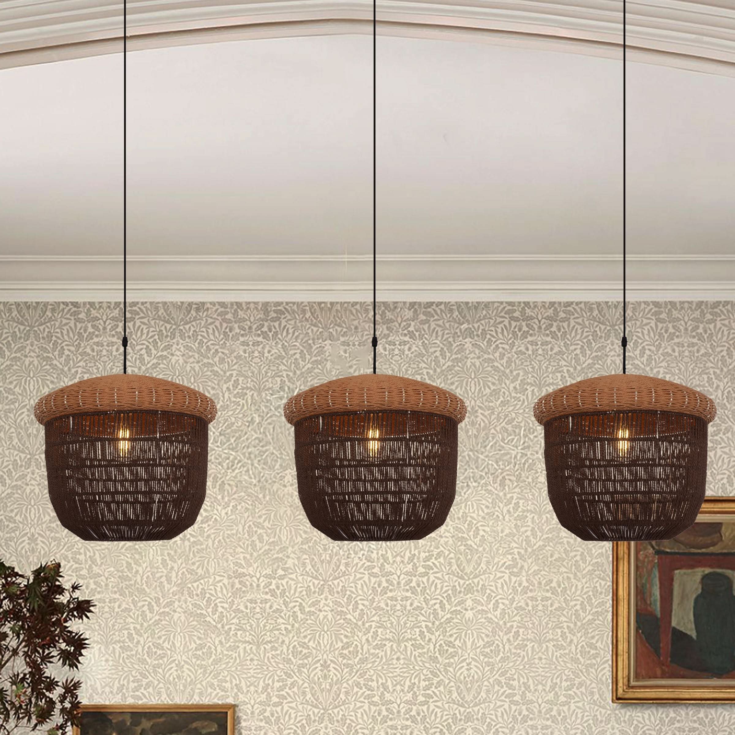 Lightsin Rustic Paper Rope Pendant Ceiling Light – Handwoven Eco-Friendly Light Fixture for Living Room, Dining, and Bedroom Ambiance