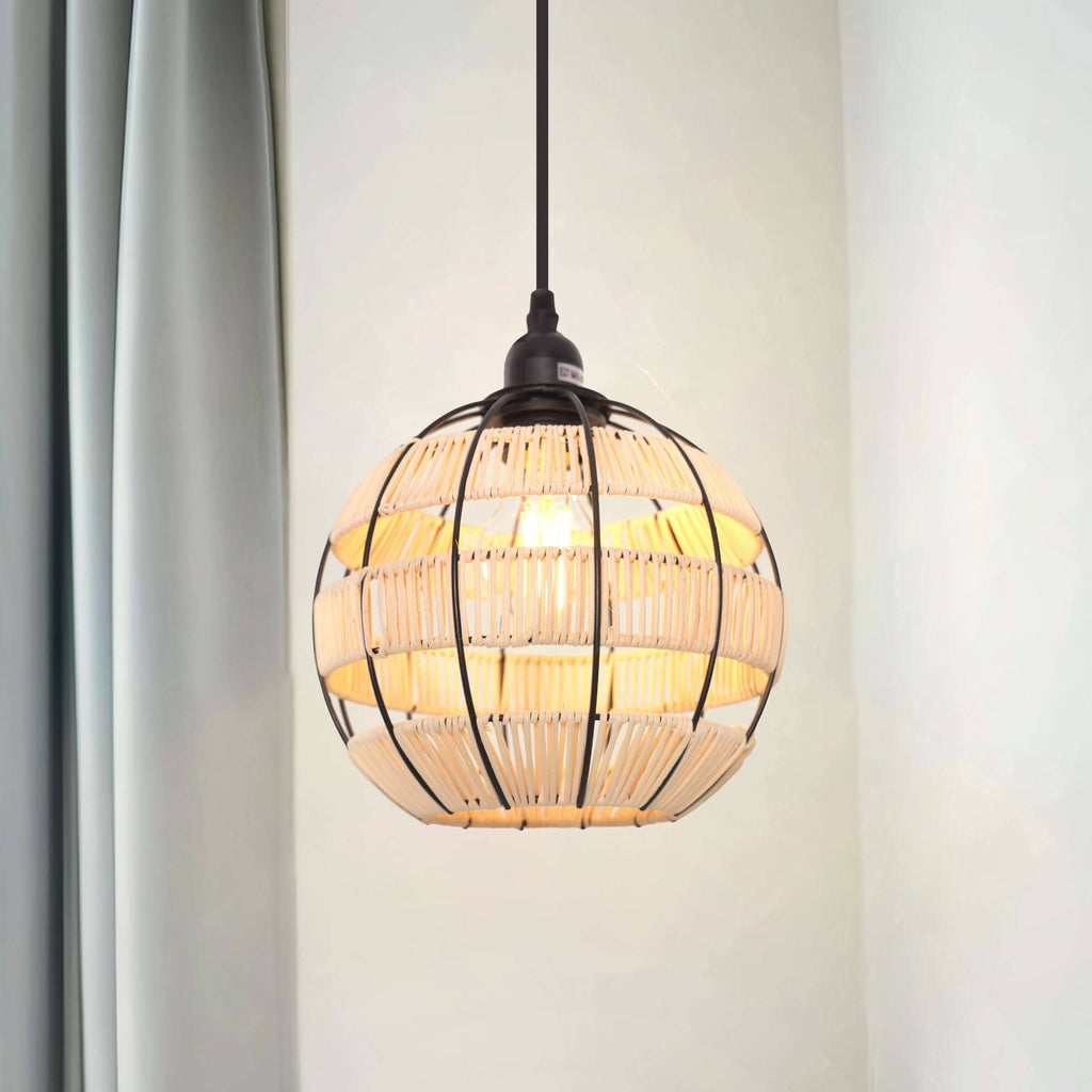 ‍Glyph-Lightsin Woven Sphere Pendant Light for Cozy Natural Elegance (100% off)