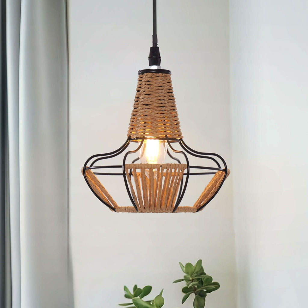 ‍Lightsin Woven Rattan Cage Pendant Light for Natural Charm and Effortless Elegance (100% off)