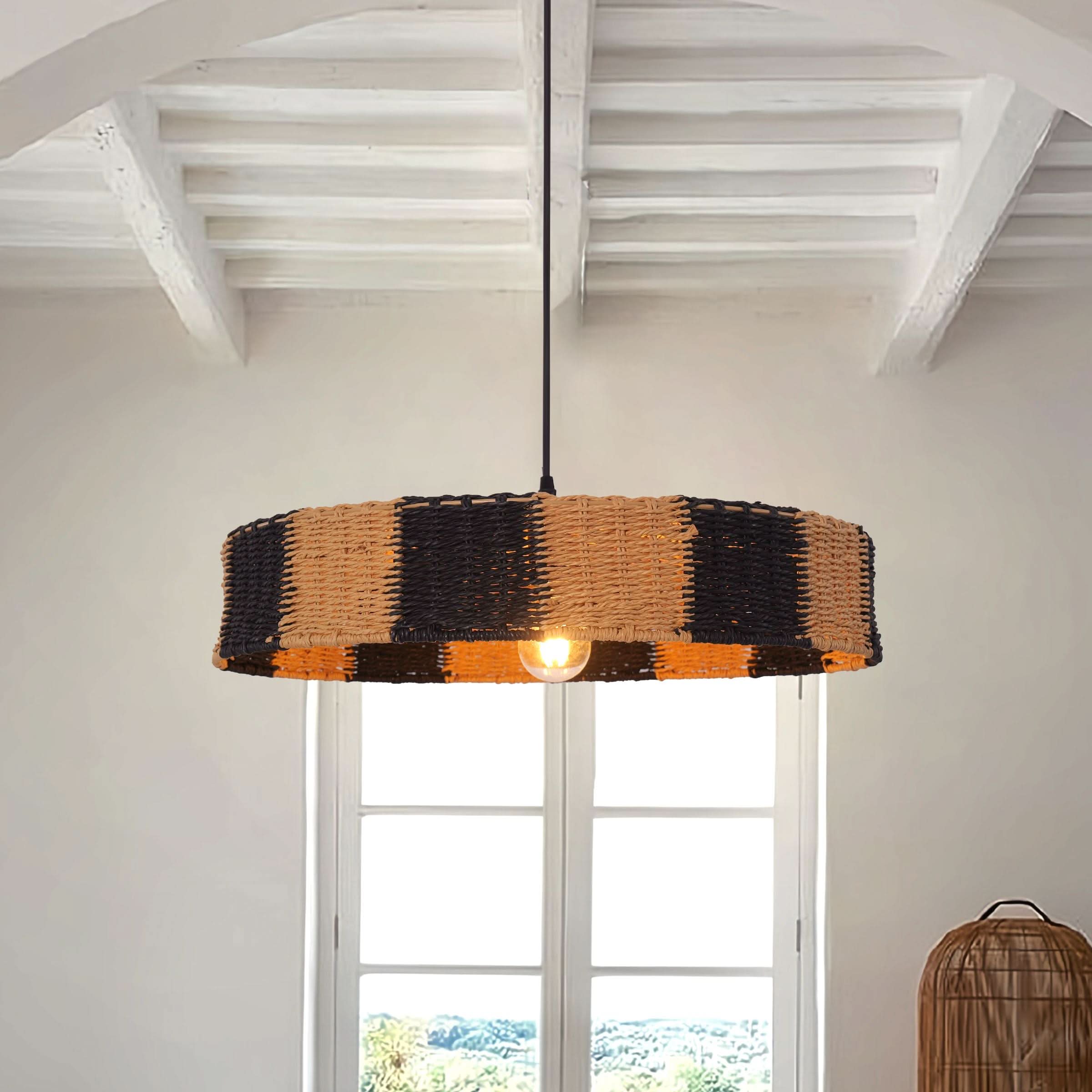 Lightsin Handwoven Paper Rope Pendant Light for a Warm Modern Glow