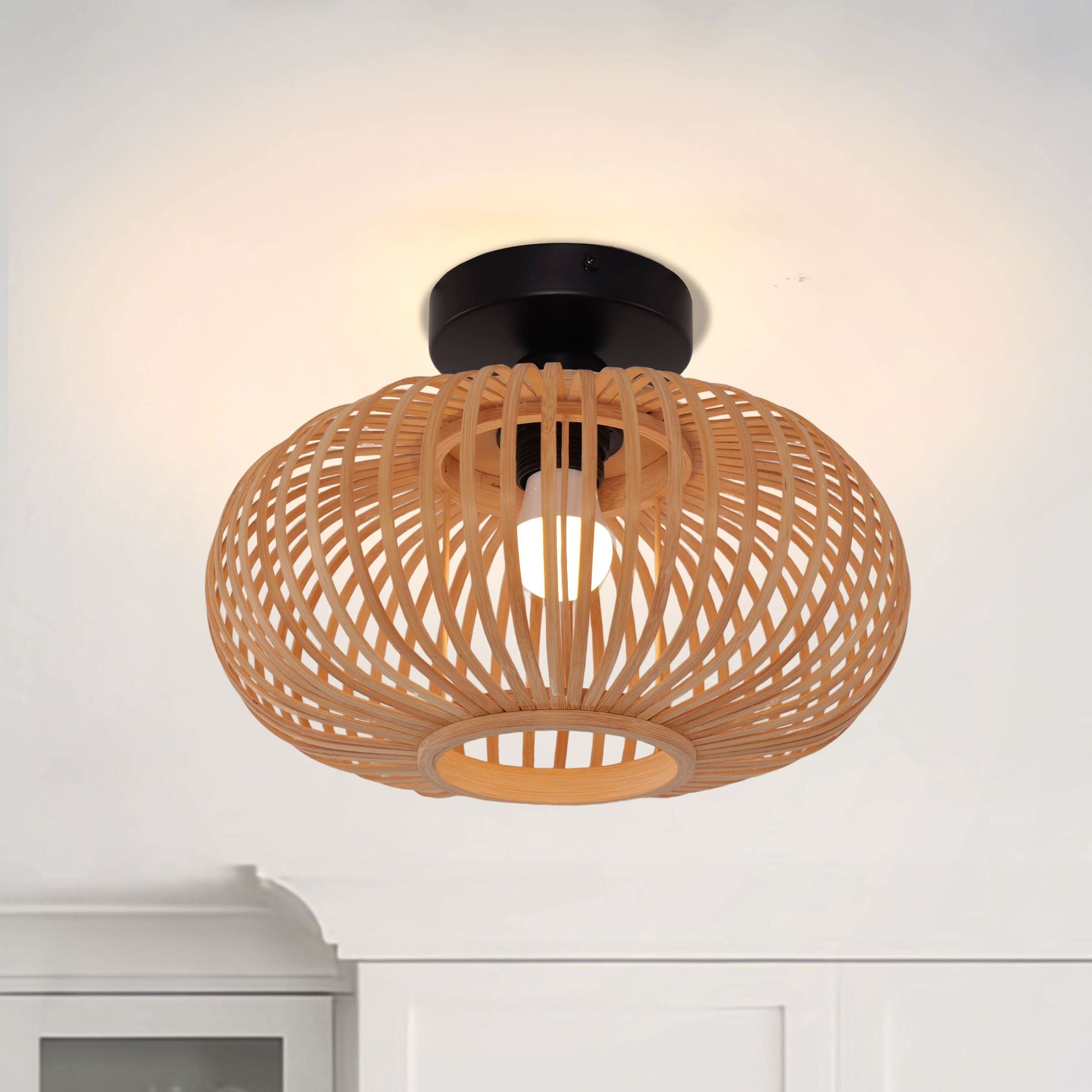 Lightsin Highly Cost-Effective Natural Woven Bamboo Wall Lamp
