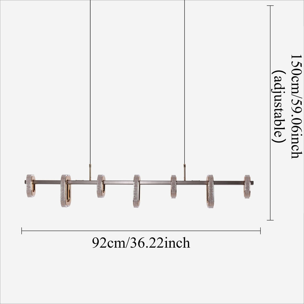 Lightsin Gold Linear LED Pendant Light with Acrylic Shades Metal Ceiling Lighting