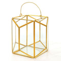Gold Glass Candle Lantern with Handle