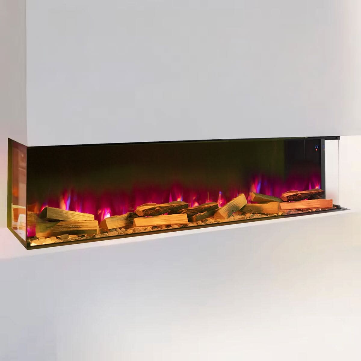 40/50/60/70-Inch 3-Sided Freestanding Electric Fireplace 12 Flame Colours and 5 Brightness Modes