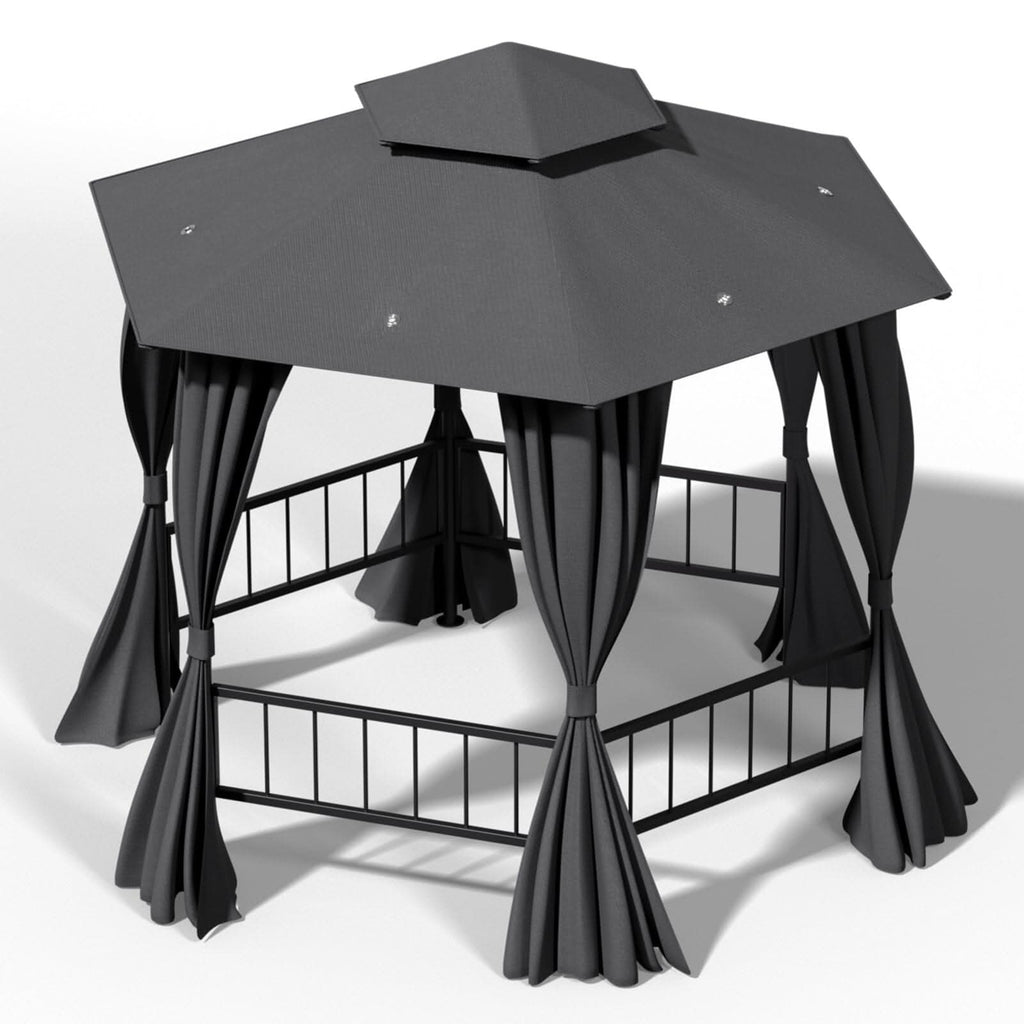 1.6x1.6x1.6m Dark Grey Hexagonal Shade Canopy with Fence