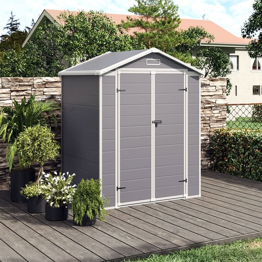 6x4ft Plastic Corrosion-Resistant Garden Storage Shed with Lockable Door
