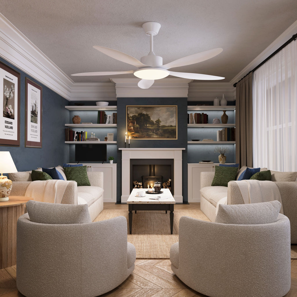 Lightsin 53-inch Modern Ceiling Fan with Light, Silent 5-Blade LED Fan with Remote