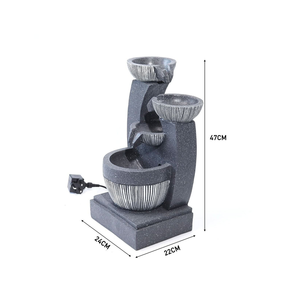 Cascading Bowls Garden Water Feature Fountain 4-Tier Fountain LED Fountain