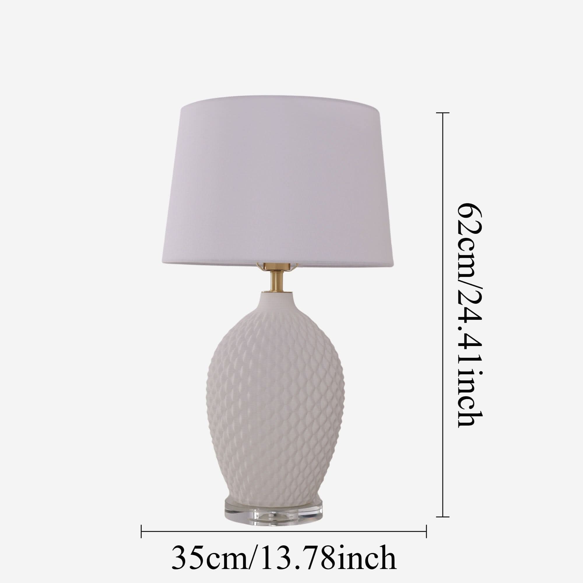Lightsin 3D Pure White Diamond Embossed Relief Pattern Ceramic Table Lamp