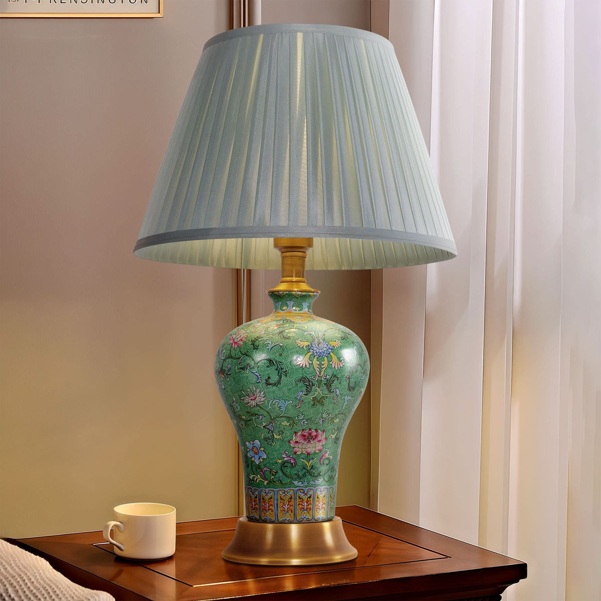 Lightsin Vibrant Ceramic Table Lamps for Living Room – Handcrafted Design with Warm Fabric Shade