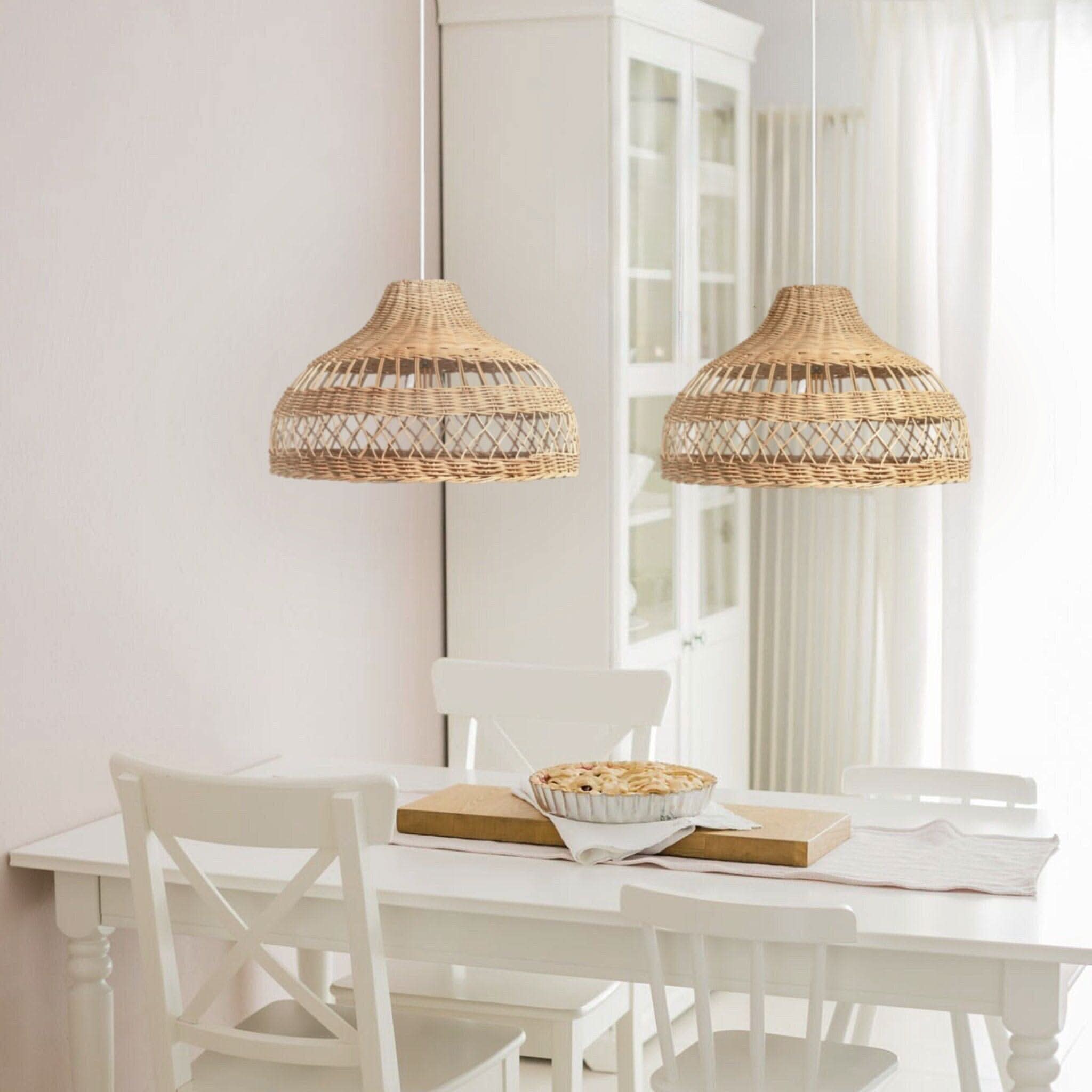 Lightsin Cella-Natural Rattan Pendant Light - Handwoven Ceiling Light, Durable & Rustic