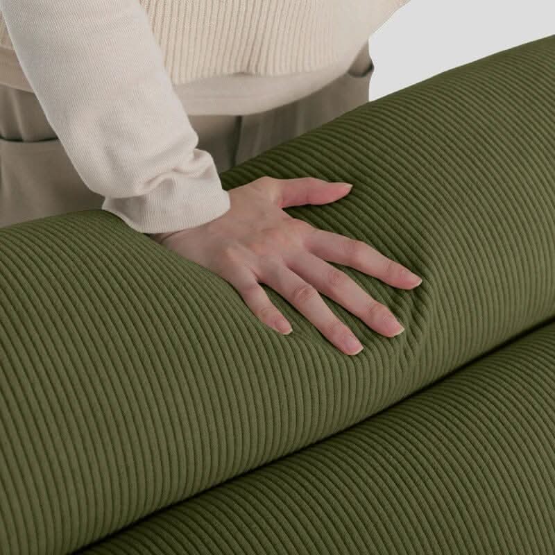 Cottonfy Modern Ergonomic Corduroy Chaise Lounge with Natural Wooden Frame