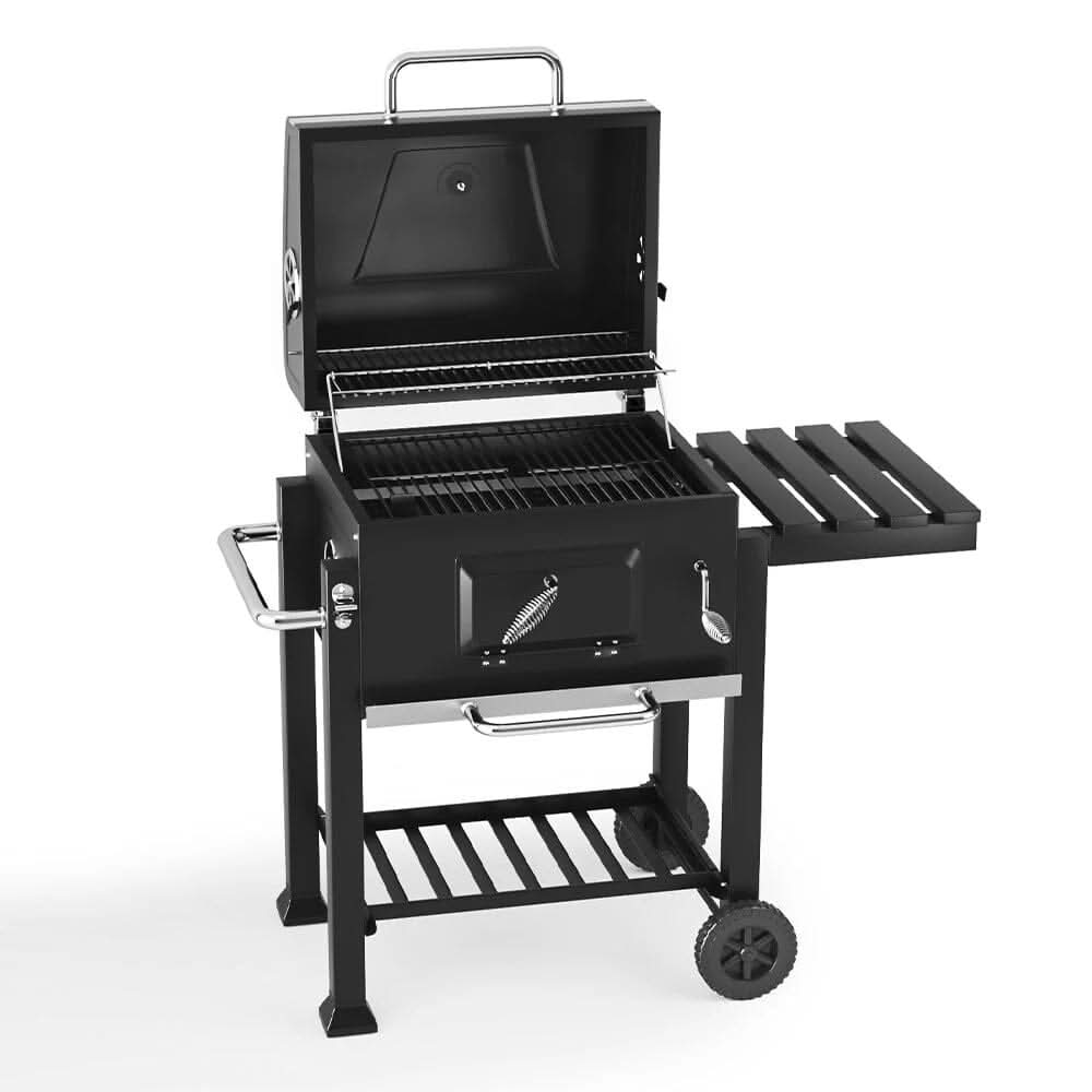 3ft Outdoor Carbon Steel BBQ Cooker BBQ Grill Side Shelves
