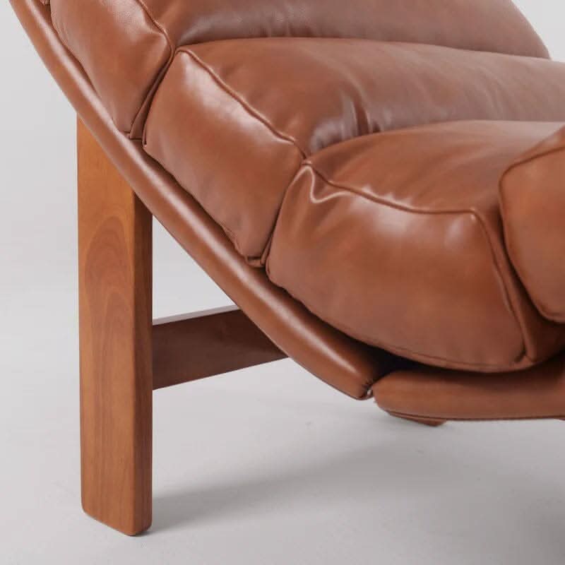 Cottonfy Modern Ergonomic Corduroy Chaise Lounge with Natural Wooden Frame