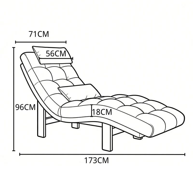 Cottonfy Modern Ergonomic Corduroy Chaise Lounge with Natural Wooden Frame