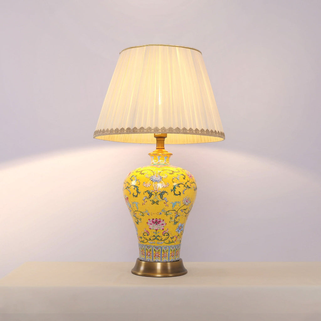 Lightsin Vibrant Ceramic Table Lamps for Living Room – Handcrafted Design with Warm Fabric Shade