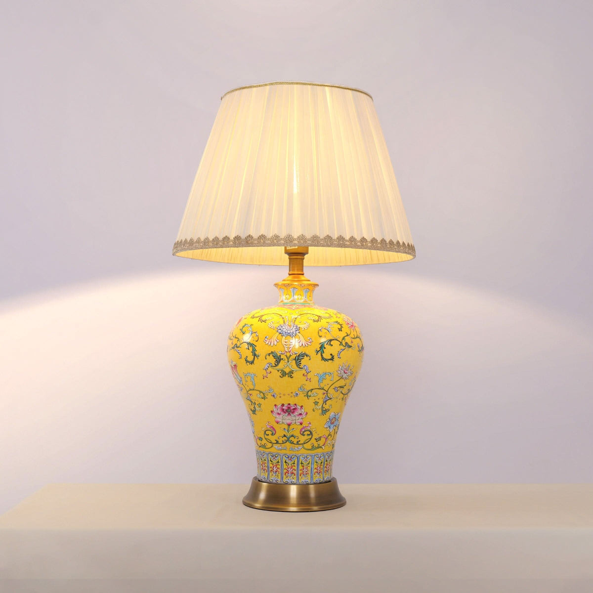 Lightsin Vibrant Ceramic Table Lamps for Living Room – Handcrafted Design with Warm Fabric Shade