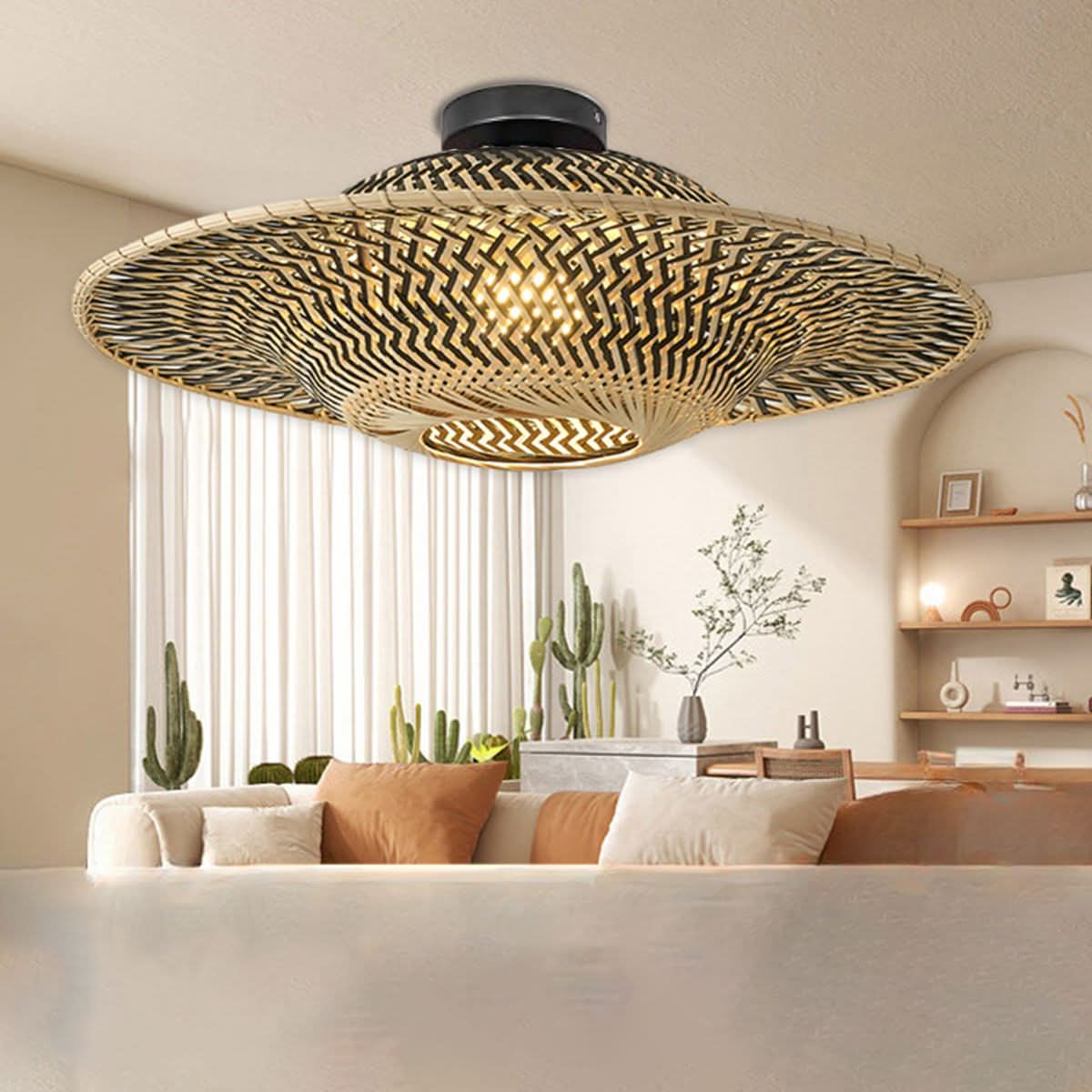 Lightsin Bamboo Radiance Handwoven LED Ceiling Light