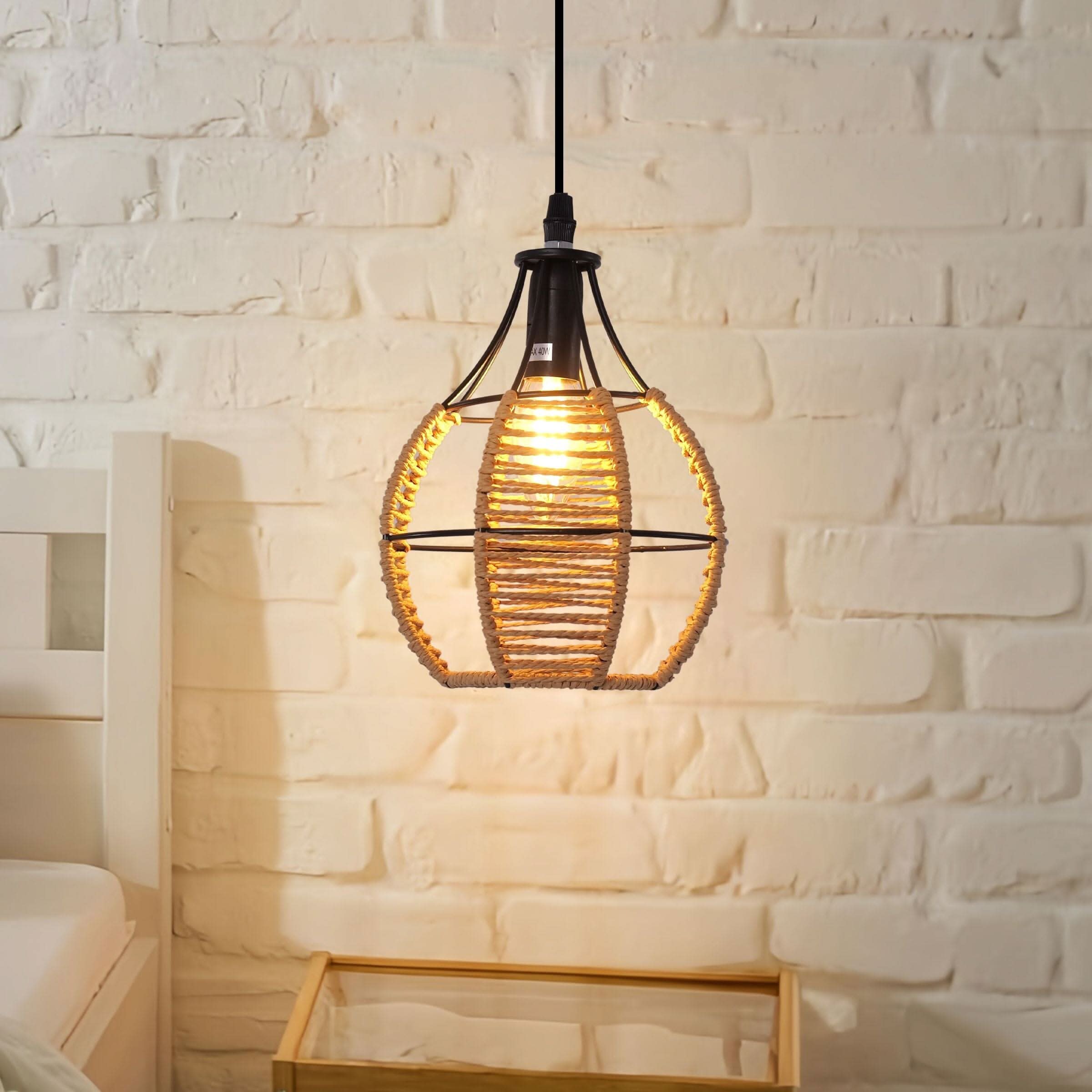 ‍Lightsin Woven Paper Rope Pendant Light for Cozy Elegance and Timeless Charm (100% off)