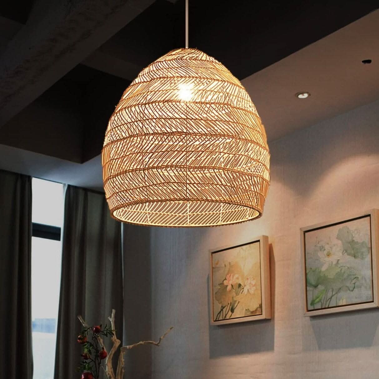 Lightsin Rattan Art Pendant Light Hanging Decor Rustic Style