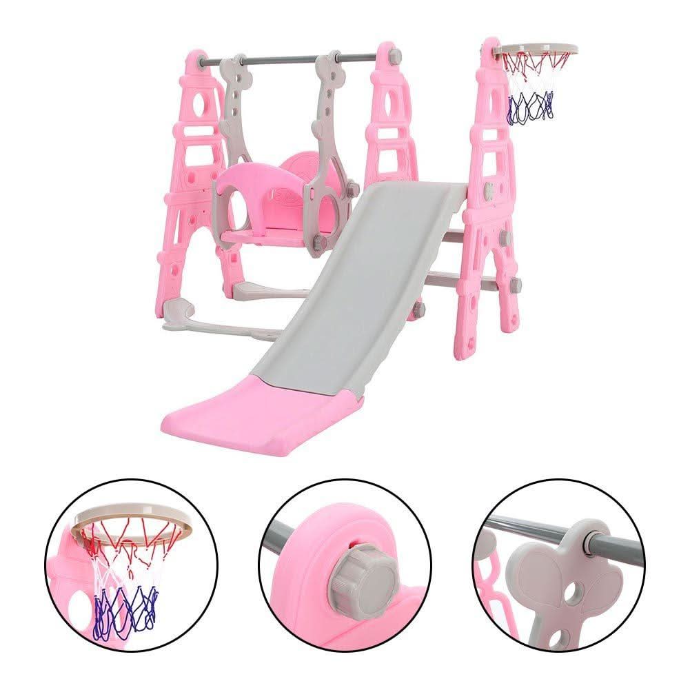 3 in 1 Kids Toddler Swing and Slide Set with Basketball Hoop Sturdy Construction