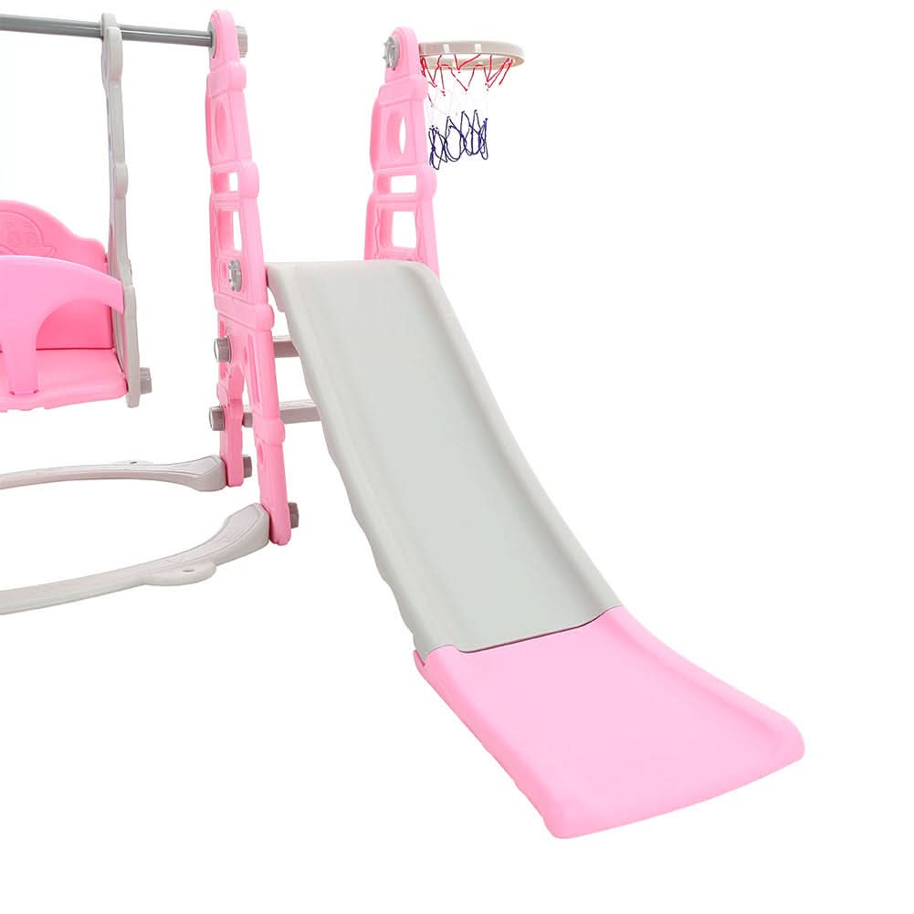 3 in 1 Kids Toddler Swing and Slide Set with Basketball Hoop Sturdy Construction