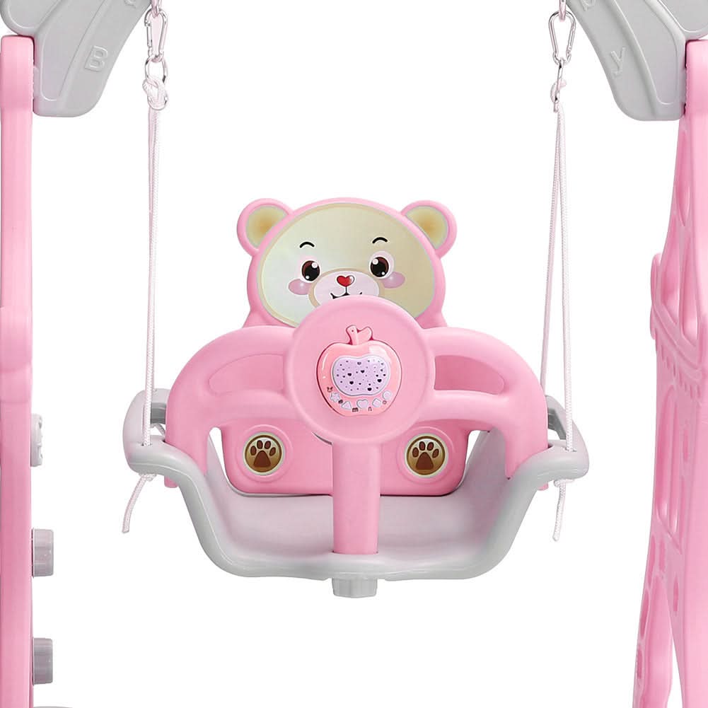 3 In 1 Fun Cyan/Pink Kids Toddler Swing and Slide Set Indoor and Outdoor