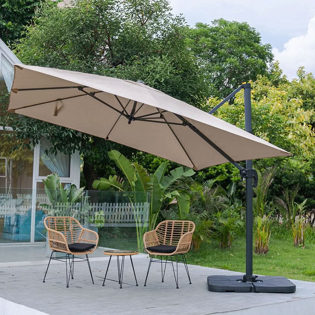 3 x 3 m Square Cantilever Parasol Outdoor Hanging Umbrella for Garden and Patio
